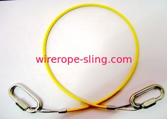 Liens rapides de fil d'acier de PVC de corde de couleur jaune enduite d'élingues de levage sur les deux côtés