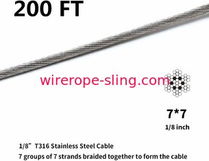 T316 acier inoxydable 1/8" câble métallique d'avions pour le câble clôturant des kits 200 pi