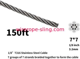 Balustrade 7x7 150ft de balustrade de DIY câble métallique de 2,5 millimètres