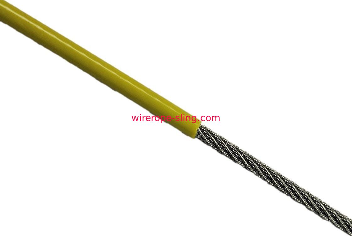 Câble métallique décoratif jaune, câble enduit d'acier inoxydable anticorrosion