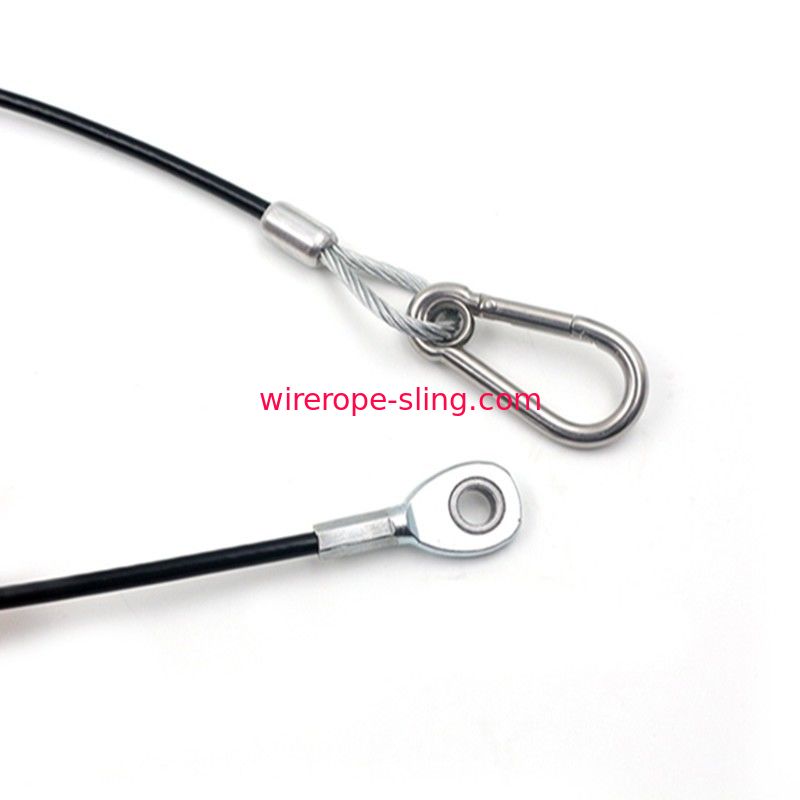 accessoires inoxydables enduits d'élingues de levage de câble de plastique noir de 4.0mm avec Screwgate