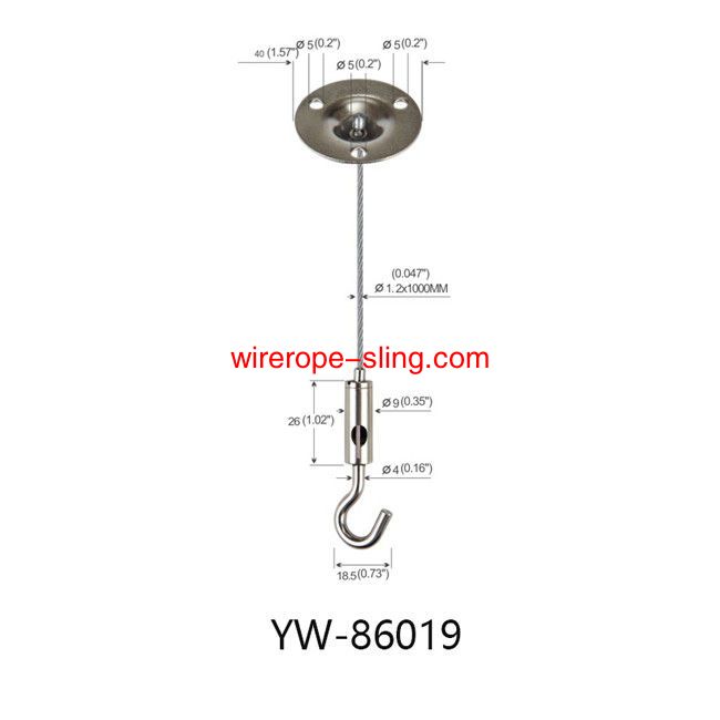 Système d'éclairage par câble suspendu à trois trous en acier laiton avec griffe de crochet yw86019
