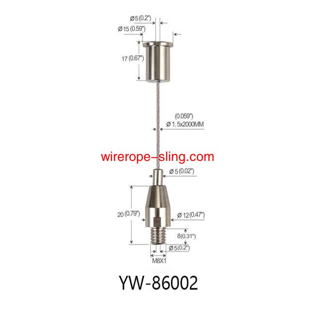 Yw86002 système de suspension de câbles en acier de dimensions flexibles pour luminaires