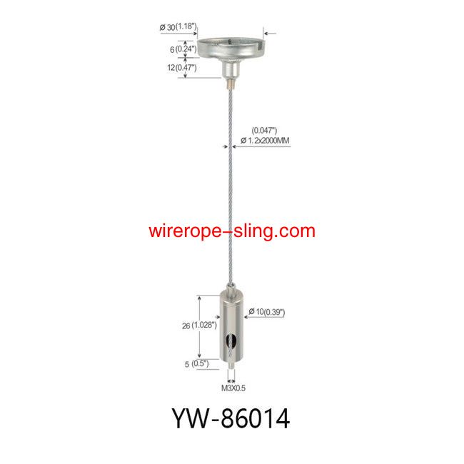 Suspension de câble de plafond en laiton kit de suspension légère avec fil M10 yw86012